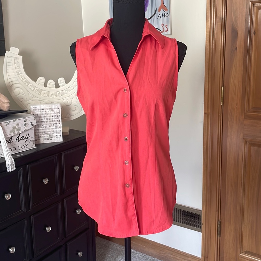 Coral Sleeveless Blouse